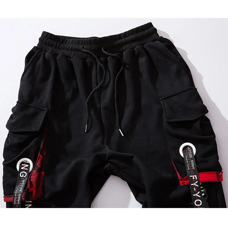

Pants Men Block Hit Color Pocket Track Pants Male Fashion Trousers Elastic Waist Hip Hop Joggers Sweatpants Streetwear