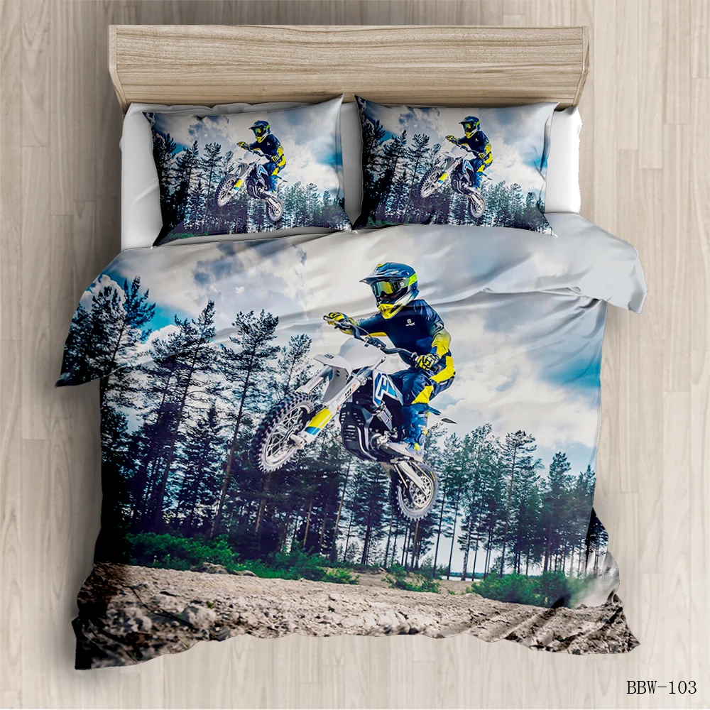 

Motorcycle Bedding Set Boys Men Ricing Motorcycle Car Duvet Cover for Girls Boys Quilt Cover Modern Race Vehicle Comforter Cover