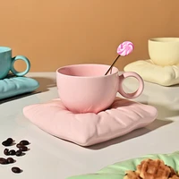 simple candy color coffee mug luxury design household cup office coffee afternoon tea cup and saucer set tazza colazione teacups