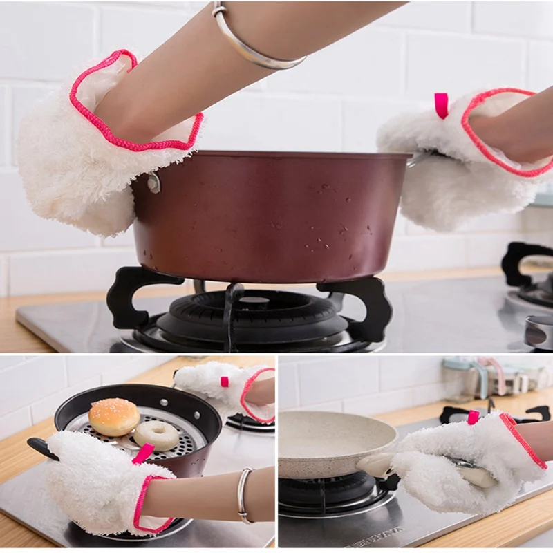 

1pcs Bamboo fiber dishwashing gloves kitchen cleaning wipes waterproof warm household non-stick oil housework brush bowl gloves