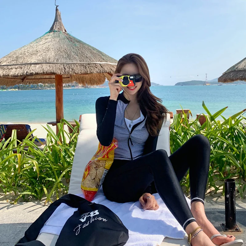 Женский раздельный купальник-Рашгард с длинным рукавом пикантный женский