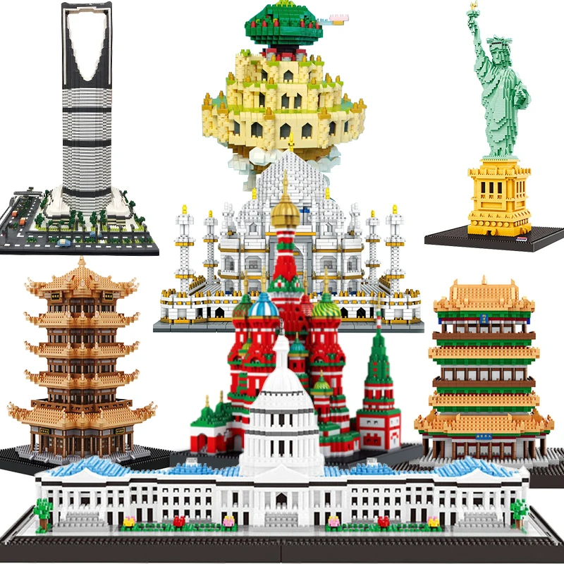 

Mini Block Taj Mahal Laputa Castle City In The Sky White House Diamond Building Micro Architecture Statue Of Liberty Eiffel