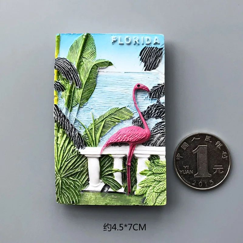 Florida Flamingo Магниты страны на холодильник Франция Флорида Фламинго исландский винтажный магнит на холодильник наклейка мир путешествия сувенир магнитный - Цвет: Florida Flamingo