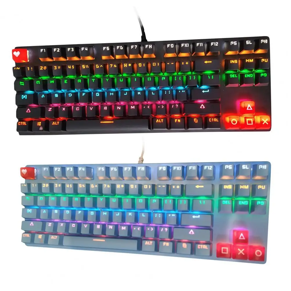 80% скидка 87 клавиш универсальная RGB подсветка Механическая USB Проводная игровая