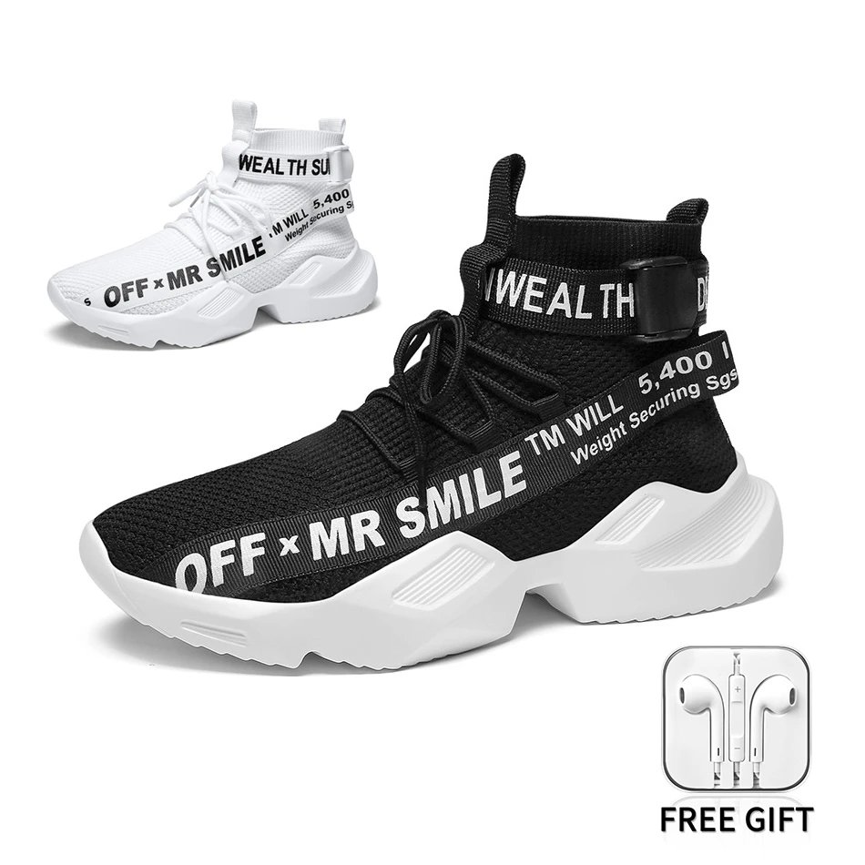 

Модная мужская уличная повседневная обувь, кроссовки, сетчатые дышащие, нескользящие, на шнуровке, мужские, спортивные, летающие, вязаные, ...