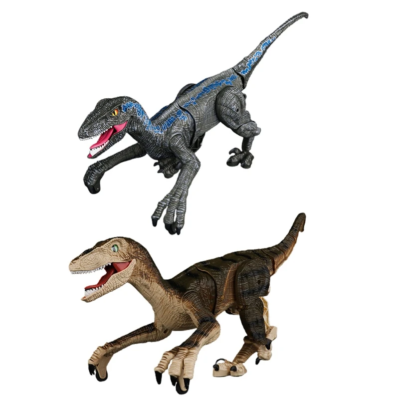 

Remote Control Dinosaur Toy for Children Electric Realistic Velociraptor w/ 3D Flashing Light Roar Kids Interactive Toy