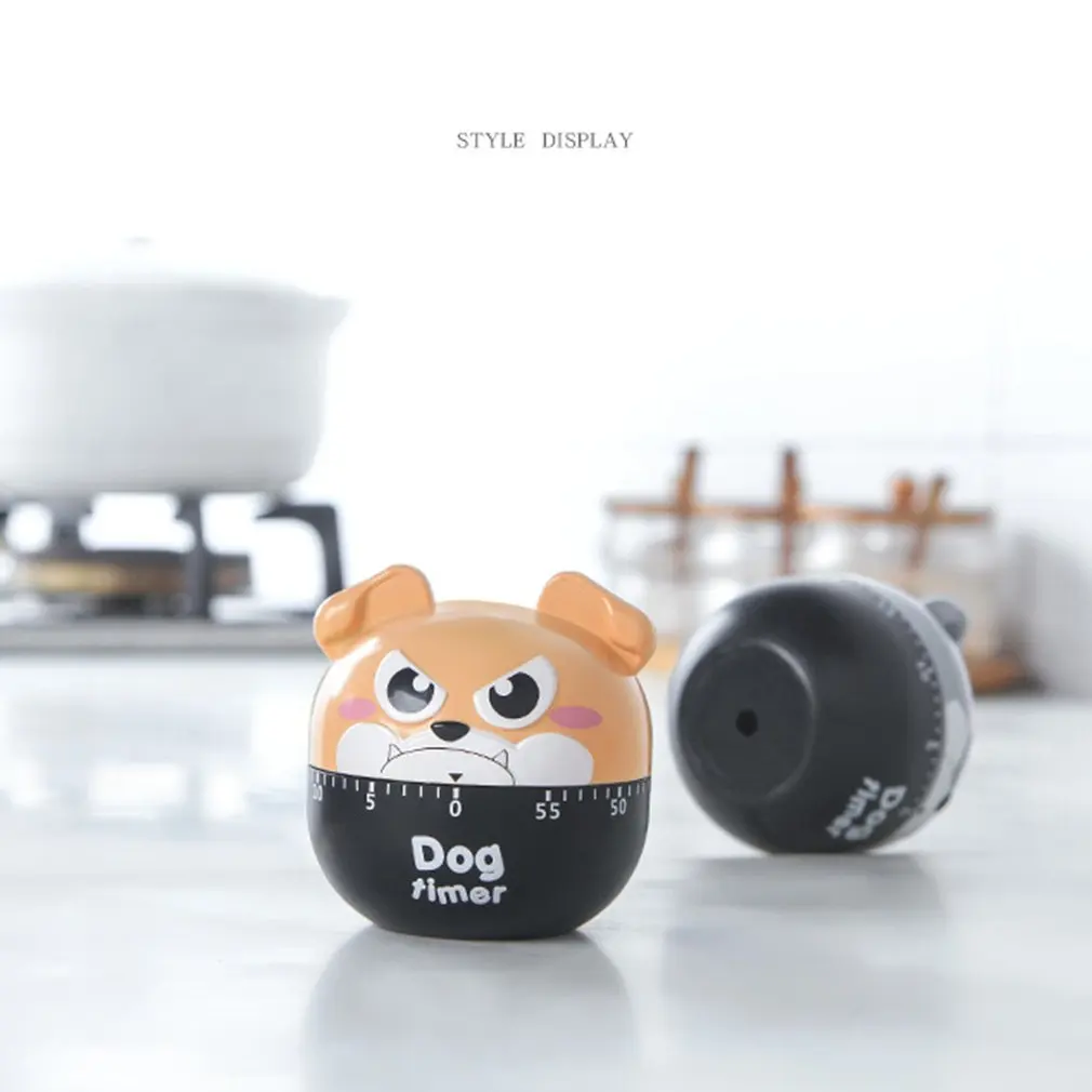 

60 Minutes Kitchen Timer Cute Cartoon Dog Shape Timers Mechanical Manual Timer For Home Baking Cooking Sleep