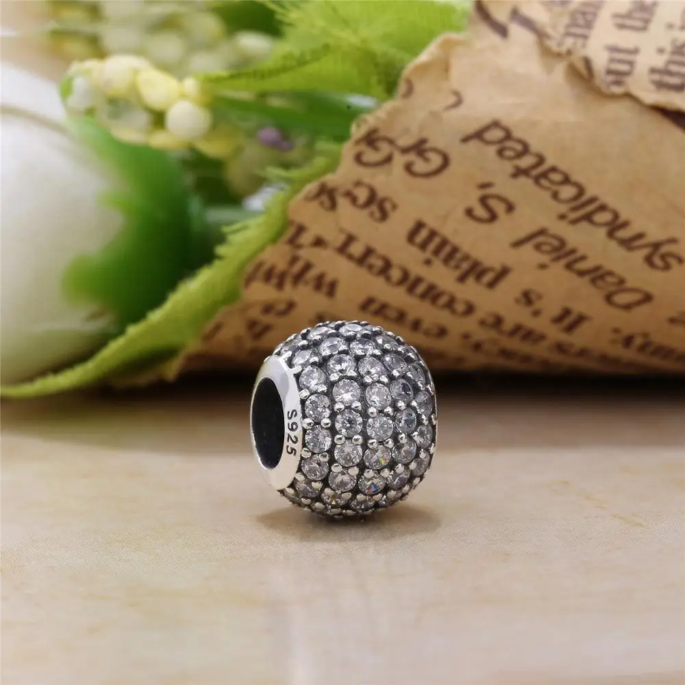 

Hot fashion women DIY Beads 925 Sterling Silver with sparking Fit Original Charms DIY Bracelet Jewelry