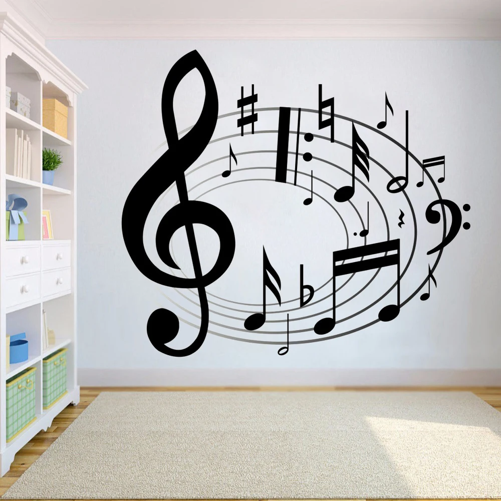 

Musical Note staff Wall Stickers for kids rooms decoration Decal Vinyl music school children Kindergarten Home Decor HQ03