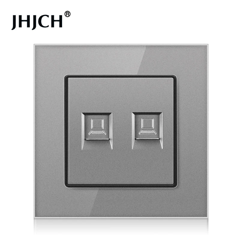 jhjch panel de cristal de 1 entrada rj45 conector de internet cat6 tv teltoma de datos de pared free global shipping