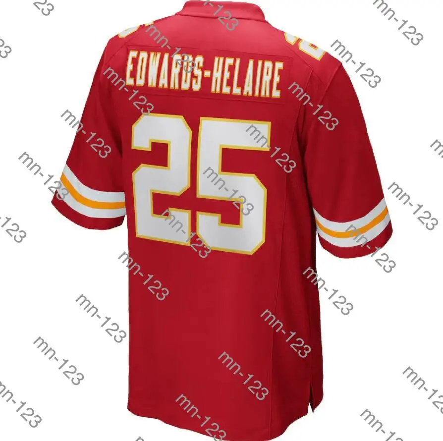 

embroidery American Jersey Clyde Edwards-Helaire Men Women Kid Youth Red Kansas City Football Jersey