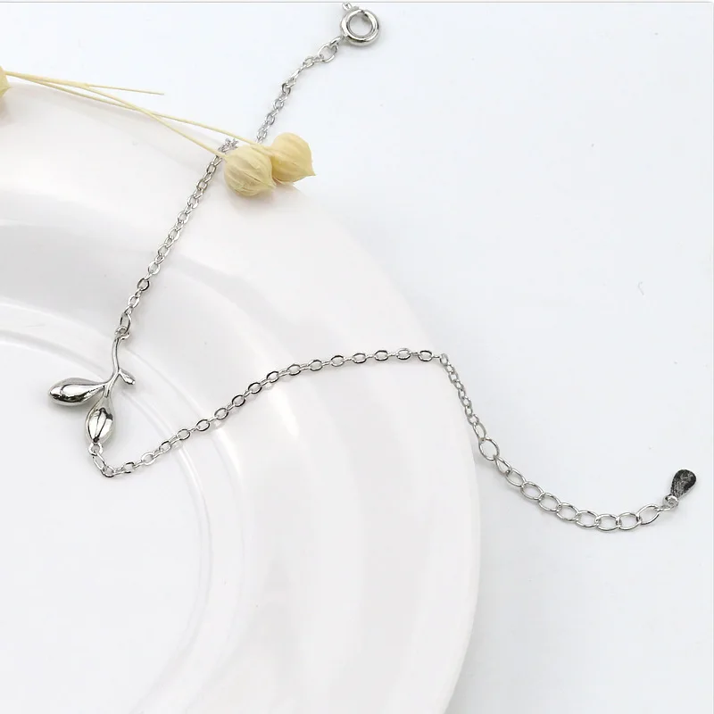 Женские браслеты цепочки из стерлингового серебра 925 пробы с опалом и зеленым