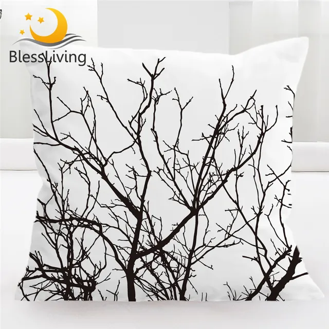BlessLiving Tree Branch Cushion Cover 3D Printed Pillow Case Weed Plant Decorative Pillow Cover 45X45cm Nature Housse De Coussin 1