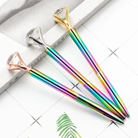 20pcs high quality ballpoint crystal pen round colored diamonds metal material beautiful pen 1 0mm student stationery gift