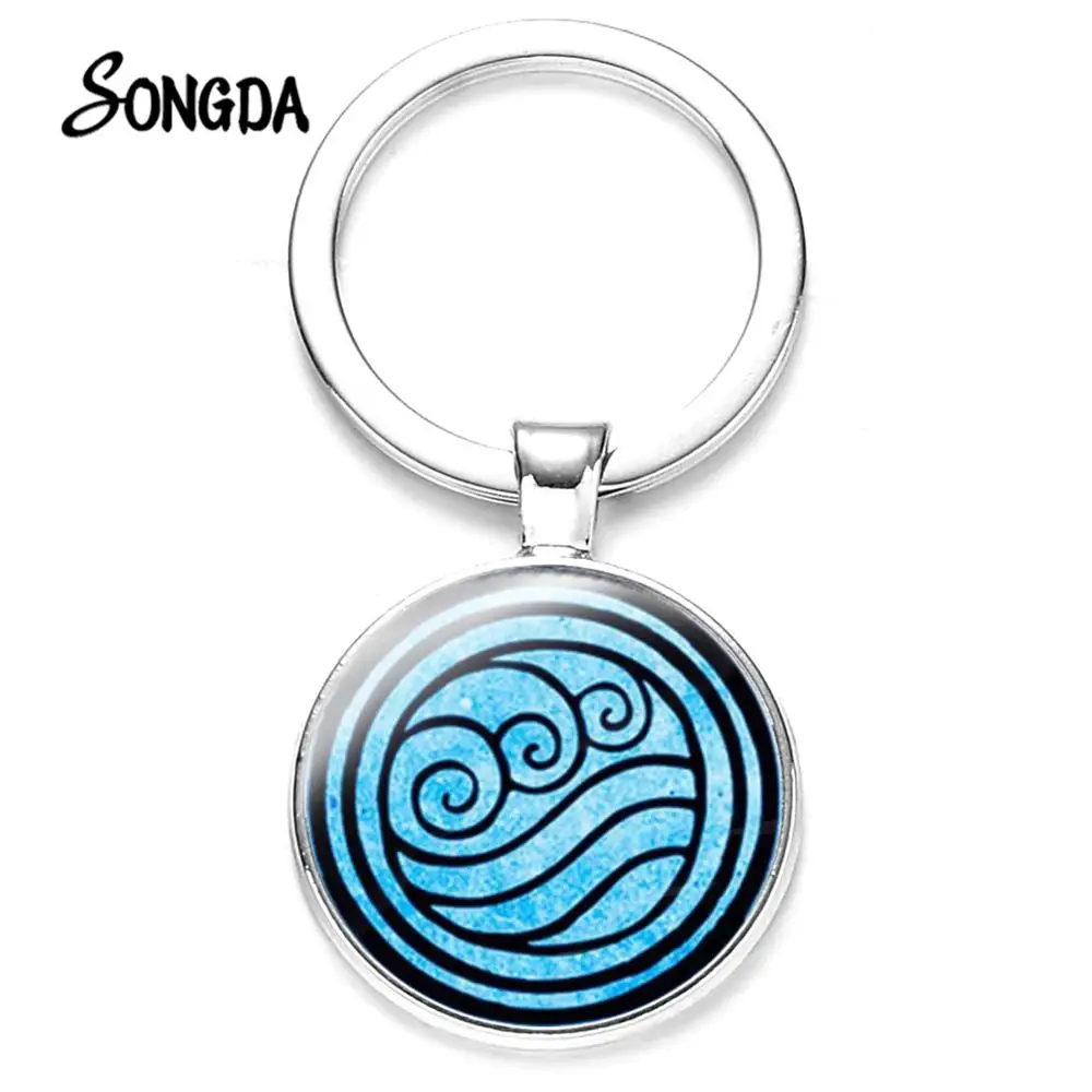

Anime Cartoon Avatar: The Last Airbender Key Chain Air Nomad Fire Water Tribe Statement Keychain Picture Glass Cabochon Keyring
