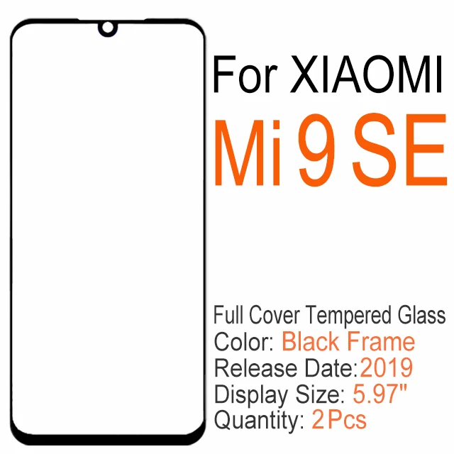 Mi 9 SE 2 шт полное покрытие закаленное стекло для Xiaomi mi 8 9 SE 8X 9X 6X A2 A3 Lite 9T pro 9H Защита экрана для Xiao mi cc 9 9E Play glass - Цвет: Mi 9 SE