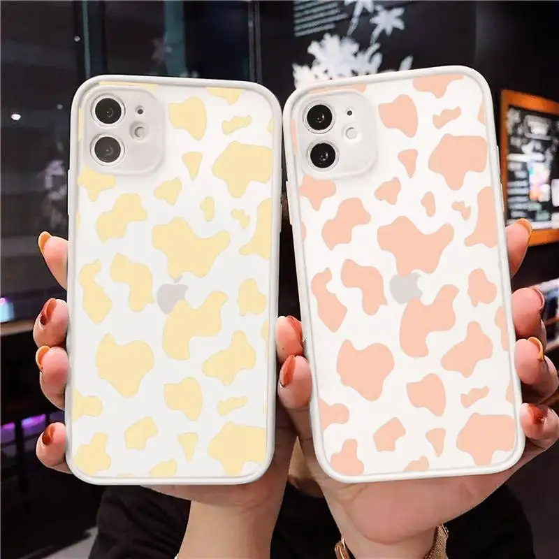 

cow skin print milk Funny Phone Case Matte Transparent for iPhone 7 8 11 12 s mini pro X XS XR MAX Plus cover funda