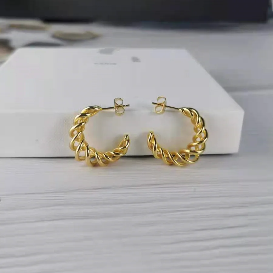 

2021 New Trendy Spiral Stud Earrings for Women Fashion Geometry Jewelry Female Retro C Shape Ear Studs Rotate The Line Earrings