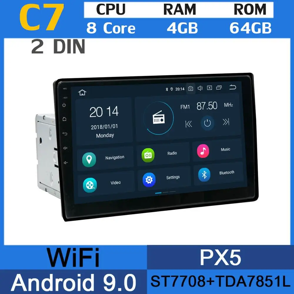 8Core 4G RAM 64G PX 10," 180 ° вращающийся Android 9,0 PX6 4 Гб+ 64 Гб 2 Din 2Din универсальный радио Автомобильный мультимедийный DVD стерео плеер gps радио двойной Din - Цвет: 8Core 4G RAM 64G PX