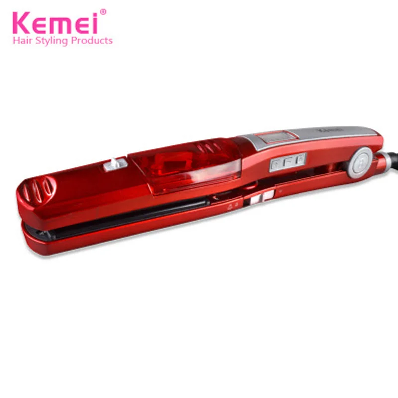 

KEMEI Steam Fair straightener Electric Comb Brush Flat Iron Steampod Ceramic Straightening Water Moisturizing Styling Tool
