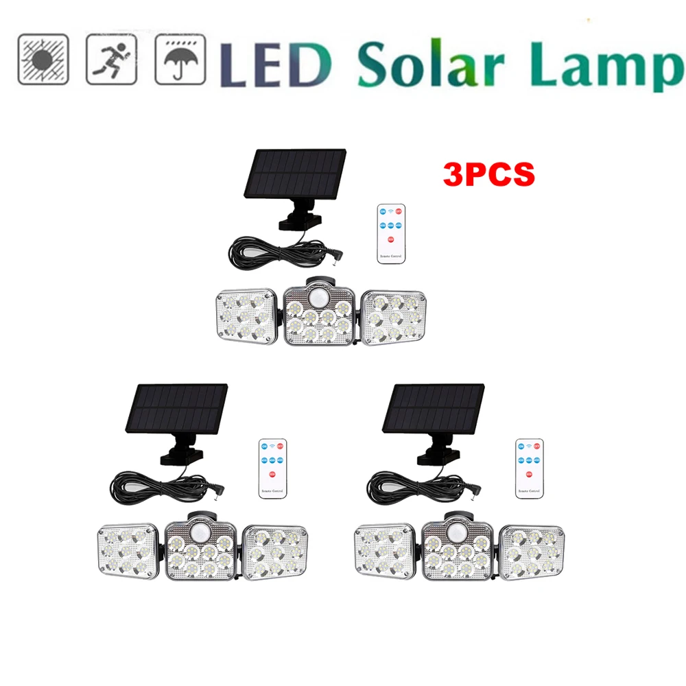

3pcs 138 led seperable remote Solar Power PIR Motion Sensor Flood Wall Light Waterproof Outdoor Indoor Garden Security Solar Lam