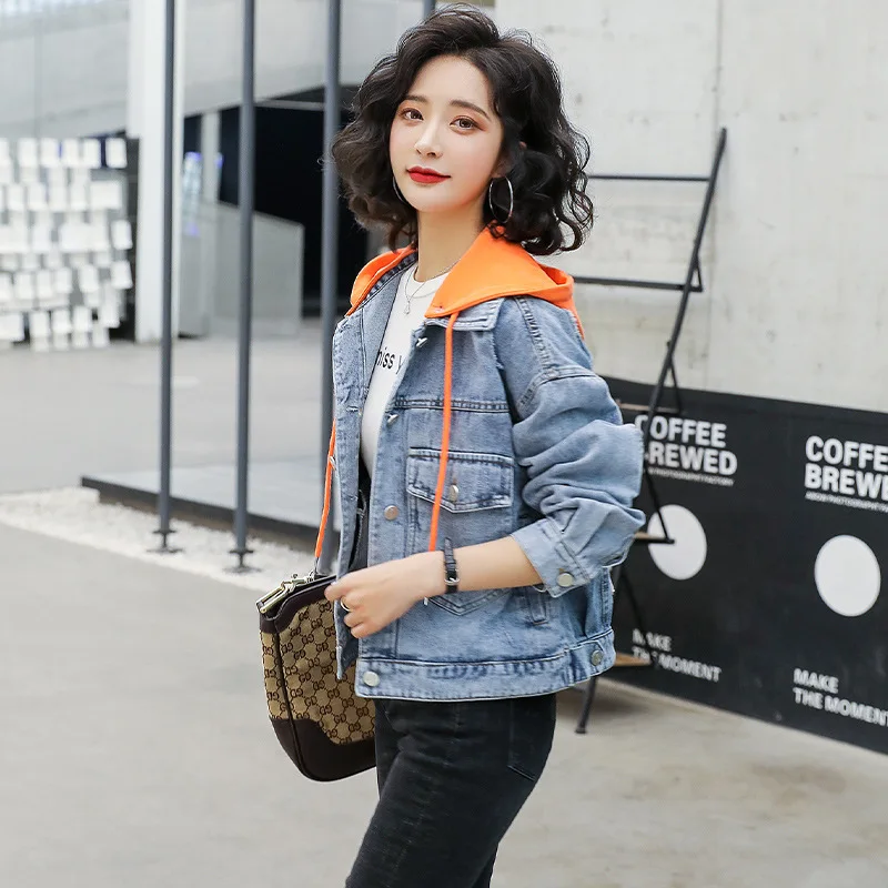 

2021 Spring Autumn Leisure Loose Denim Jacket Female Short Jacket Fashion Jeans Women's Coats and Jackets Women Cropped Jacket