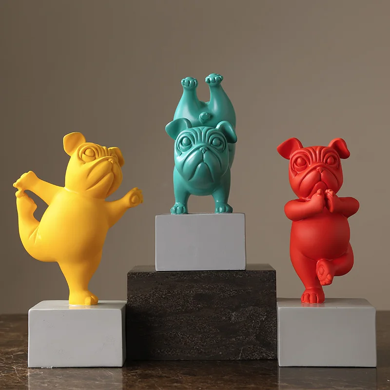 

Nordic creative law bucket decoration home accessories living room TV cabinet yoga bulldog porch cute desktop decoration