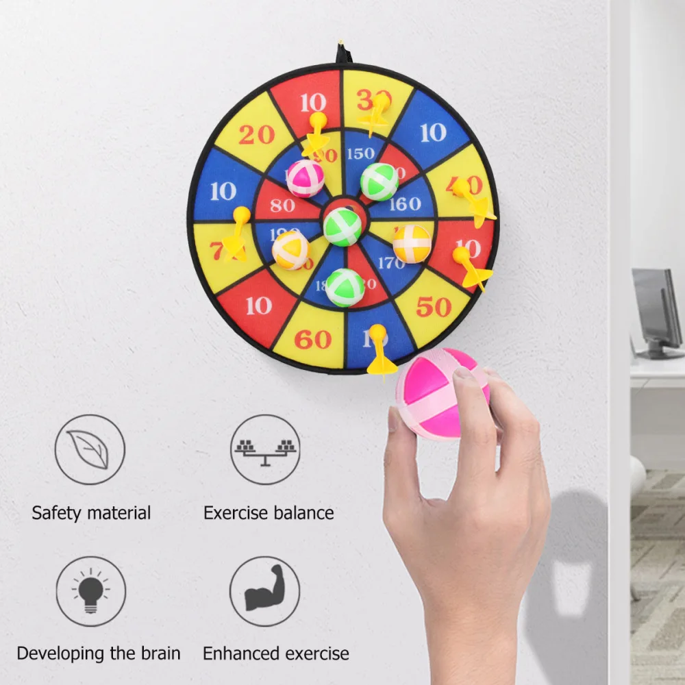 

1 Set of Flocking Dart Board with 4pcs Darts Leisure Game Dartboard Set Board Games Kids Adults Gift for Office Home Outdoor