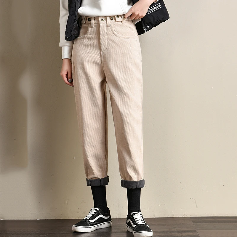 Корейские зимние вельветовые брюки для женщин новинка 2019 шаровары с высокой