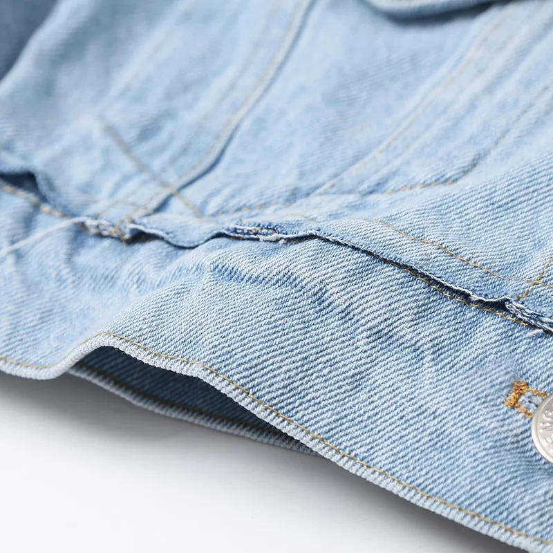 

Artsnie Winter 2020 Blue Vintage Denim Jacket Women Turn Down Collar Long Sleeve Pockets Coats Boyfriend Jeans Preppy Jackets