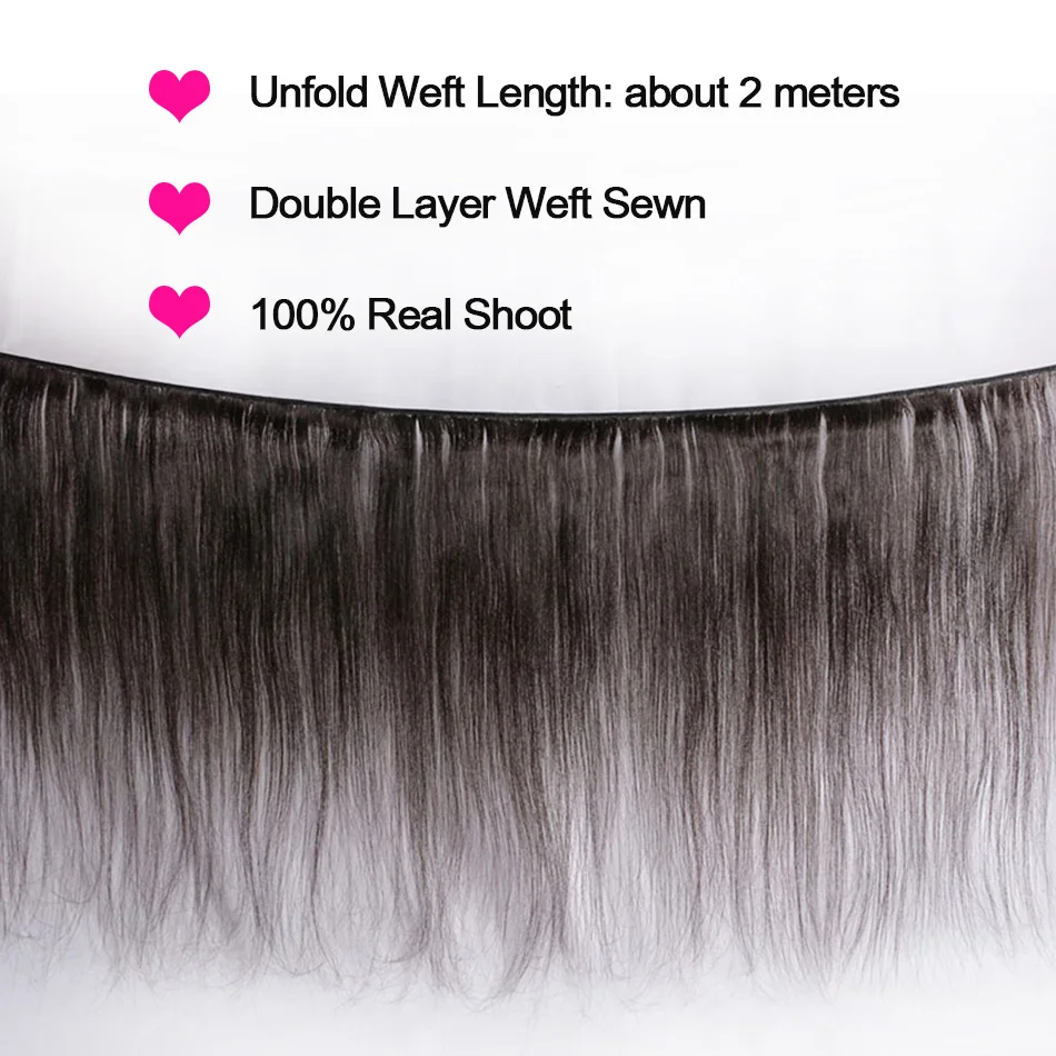 Alibele перуанские прямые волосы 4 пучка с закрытием натуральный черный 1B для