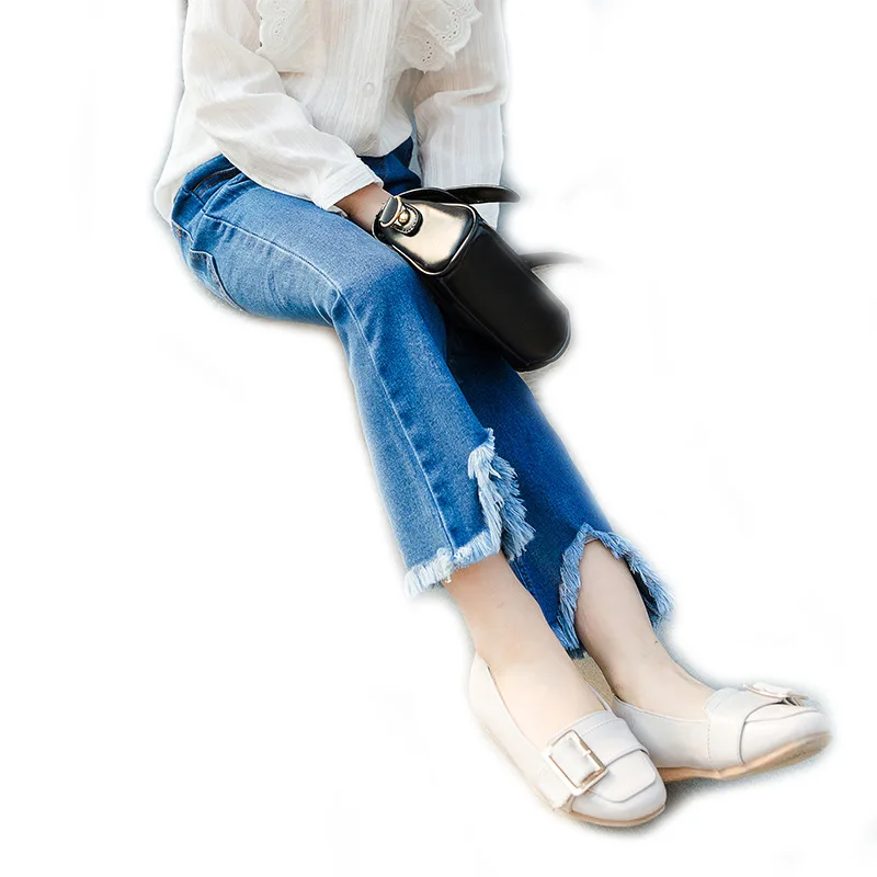 Штаны для девочек новое поступление весенне-осенние модные однотонные джинсы