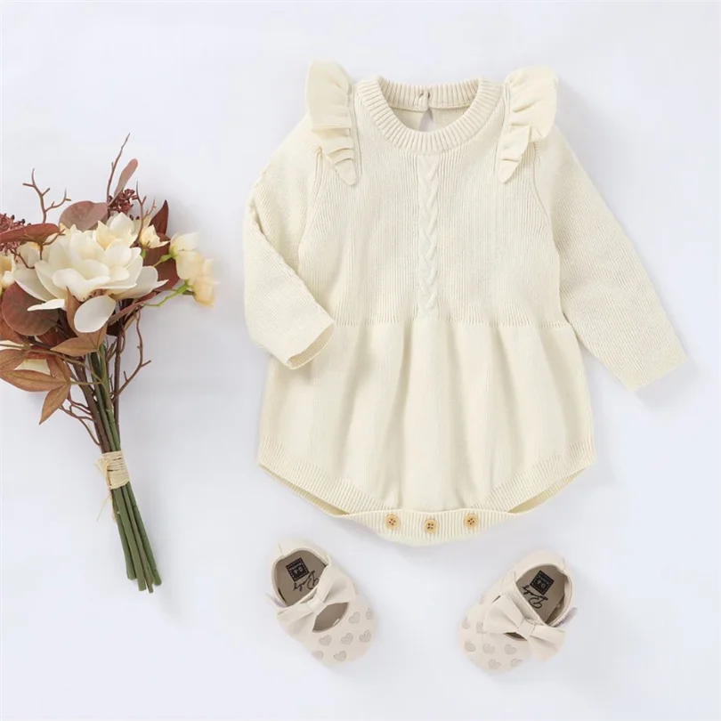 Вязаная детская одежда осенне-зимний комбинезон для новорожденных детский