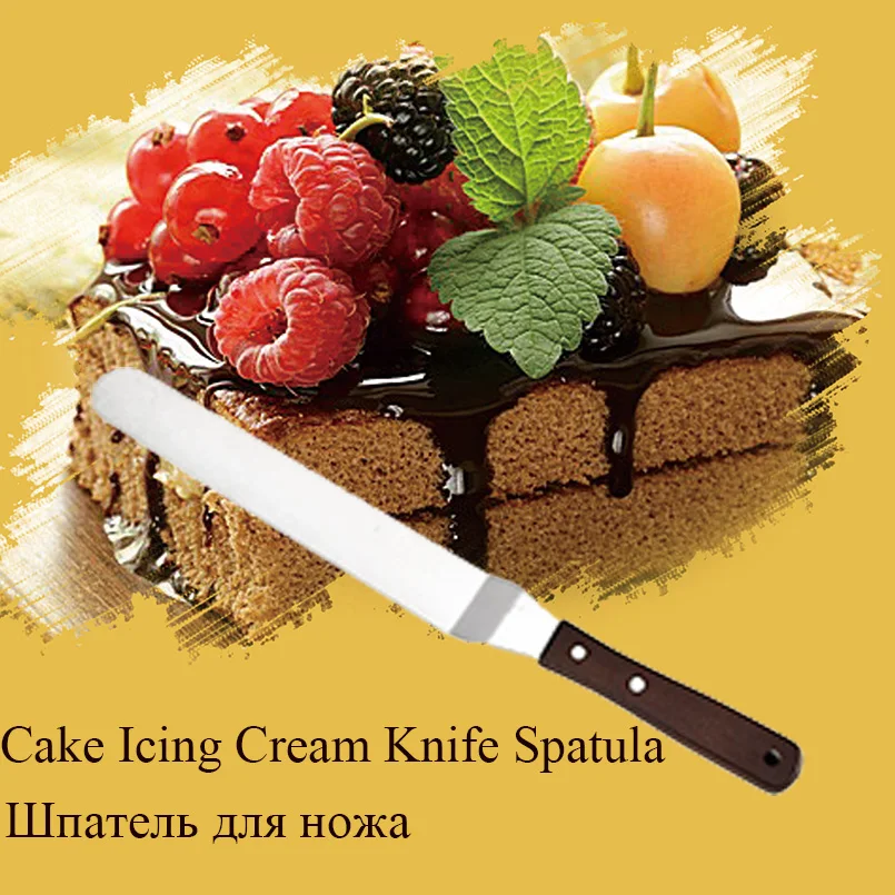 

4/6/8/10inch Offset Spatula with Wood Handle Fondant Baking Pastry Tools Cake Spatula Butter Cream Frosting Knife Smoother