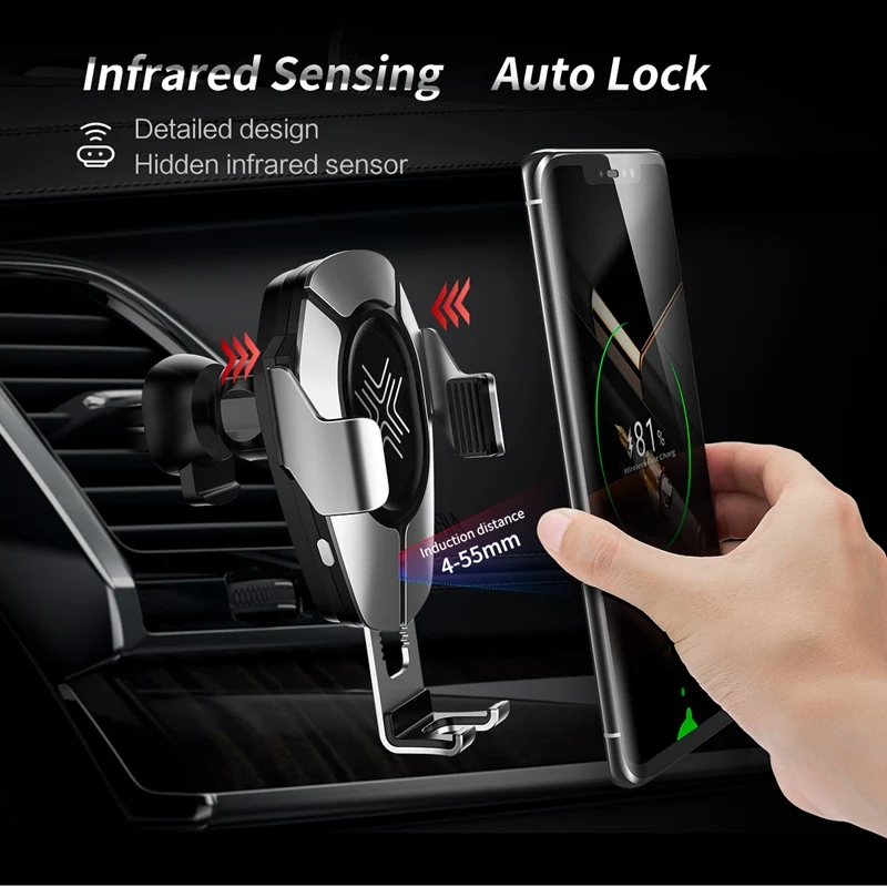 ROCK 10 Вт Qi Беспроводное Автомобильное зарядное устройство подставка для iPhone Samsung