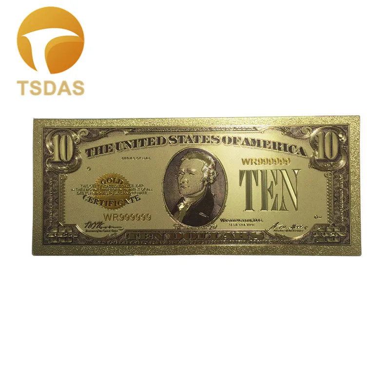 10 шт./лот цветные американские банкноты долларов Золотая банкнота в 24k