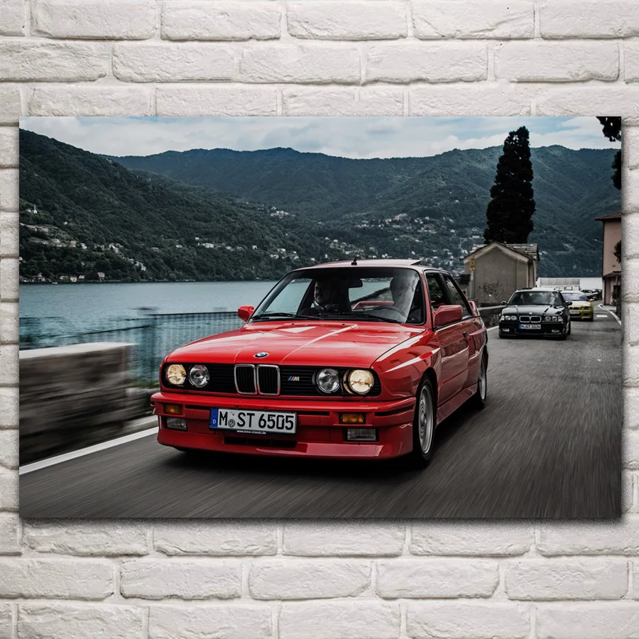 

1986 m3 coupe e30 classic sport car beautiful vehicle fabric posters on the wall picture home living room decoration KN060