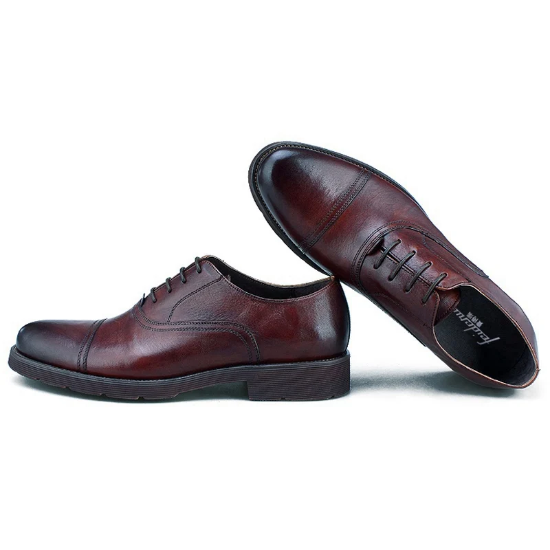 Демисезонные мужские оксфорды ручной работы из натуральной кожи с закругленным