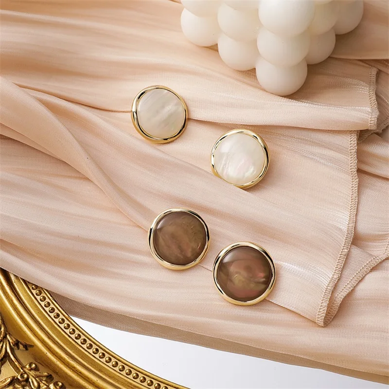 Большие серьги в Корейском стиле с круглыми пуговицами красные ретро