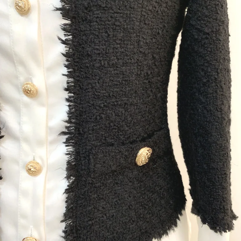 

2019 Fashion New Women's Jacket European Autumn Elegant Metal Buttons Wool Jacket Motorcycle Temale Women