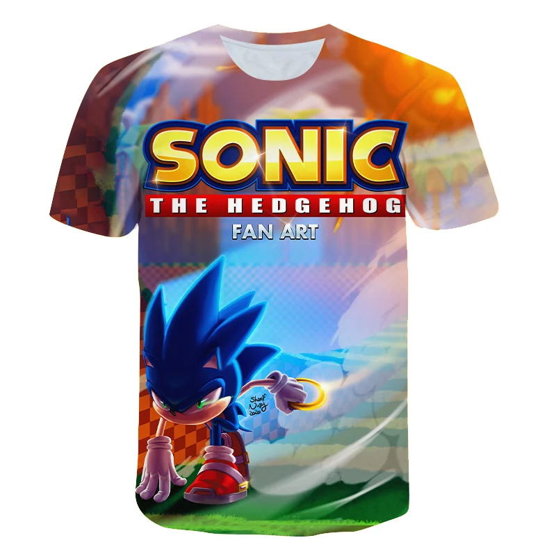 

Boys T Shirt Super sonic Print Clothes Girls 3D Funny T-shirts Costume Children Summer Clothing 2021 New Kids Tees Baby Tshirts
