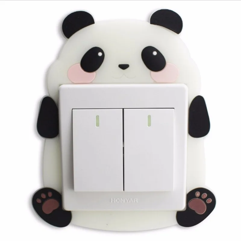 Милый Животные светильник переключатель Стикеры гнездо для крышки стены