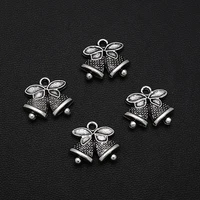20pcslots 15x17mm antique silver plated christmas bell charm winter pendants for jewelry findings bracelets making accessories