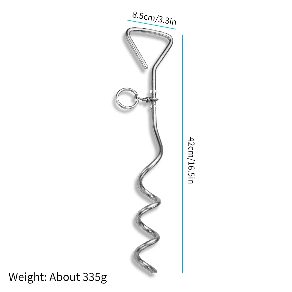 

Outdoor Pet Leash With Dog Rope Fixed Pile Metal Screw Stake Tethering Device Dog Drill Nail Down Ground Peg Anchor Stakes