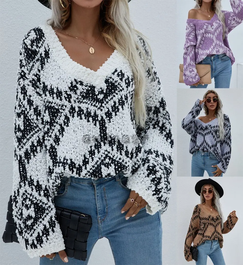 

2021 Autumn Winter New Fashion Long Sleeve Plus Size Knitted Temperament Office Lady Pullover Woman Sweaters Donsignet