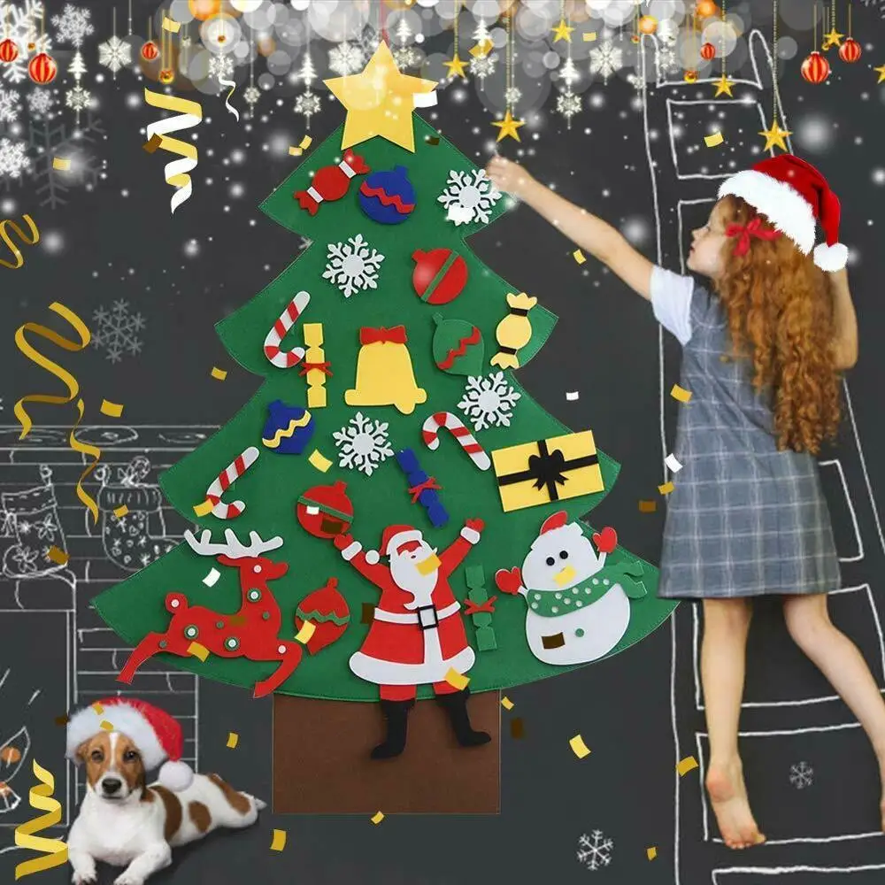 Pattern 7 DIY войлочная Рождественская елка новогодние подарки Детские игрушки искусственное дерево настенные подвесные украшения Рождественское украшение для дома - Цвет: Pattern 7