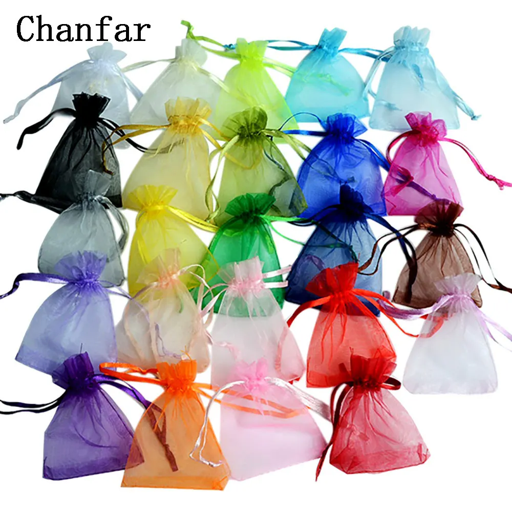 

50pcs/lot 24 Colors Organza Bags 7x9 9x12 10x15 13x18CM Jewelry Packaging Bags Wedding Party Eyelash Box Drawable Bag Gift Pouch