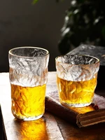 bark pattern lead free water cup coffee cup japanese style high color glass glacier beer cup frosted glass for restaurant