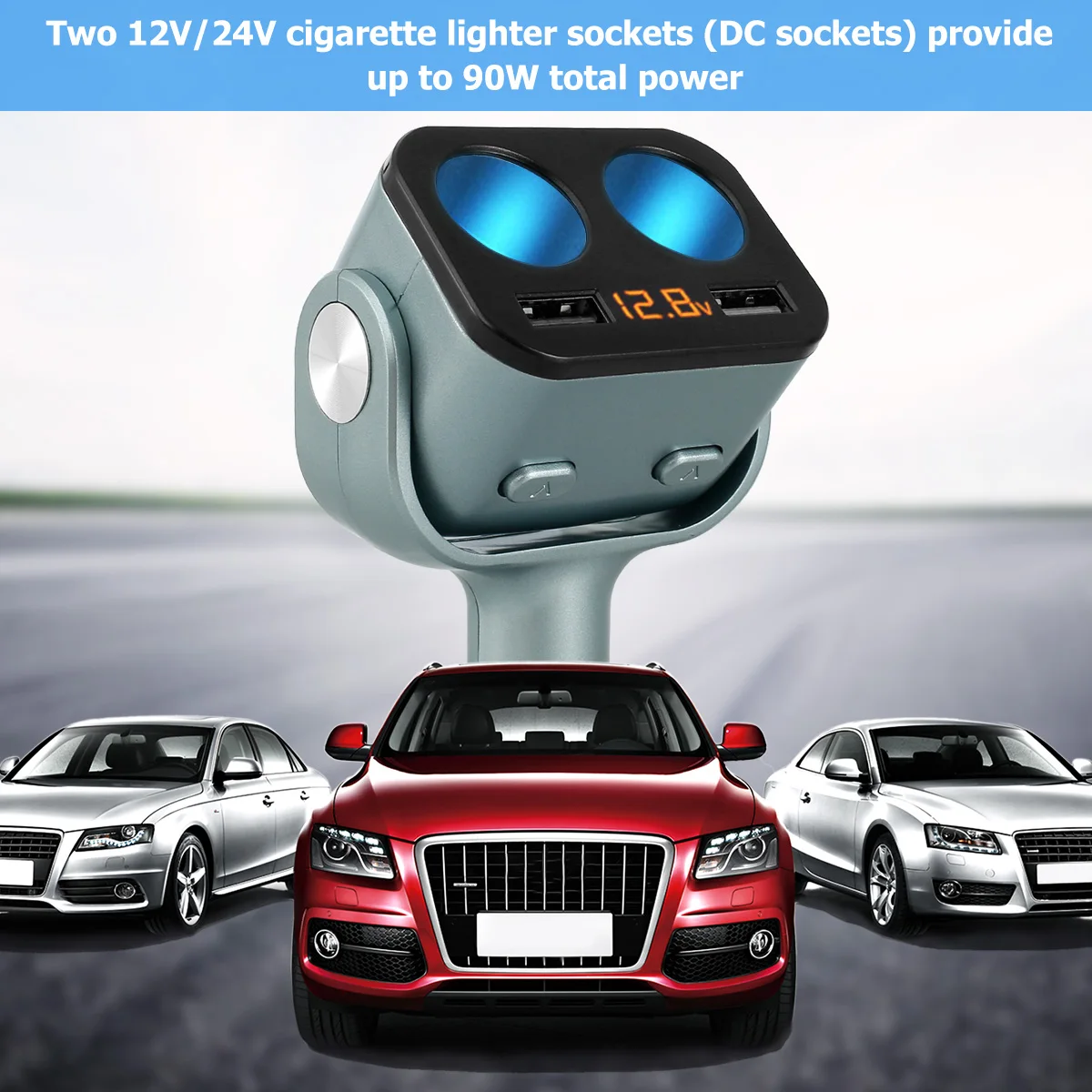 Зарядное устройство 5 8 а с двумя USB портами QC3.0 12/24 в светодиодный дисплей адаптер