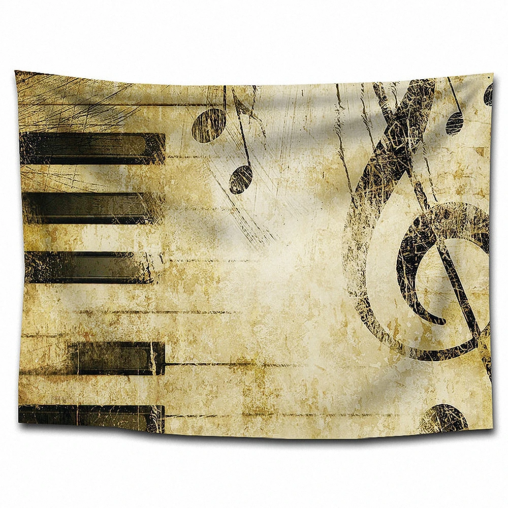 Большие музыкальные ноты хип-хоп рок ретро гобелен из полиэстера настенные